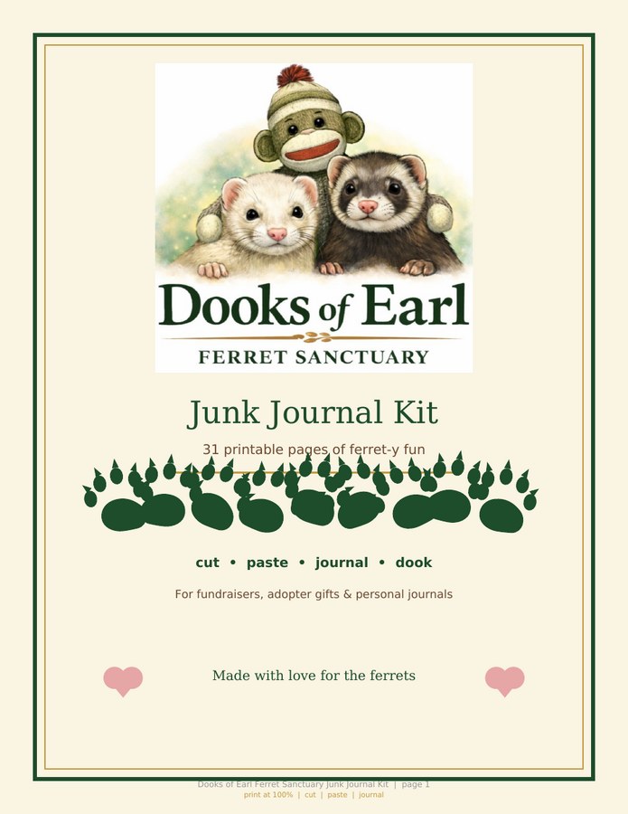 Cover of the Dooks of Earl printable junk journal kit